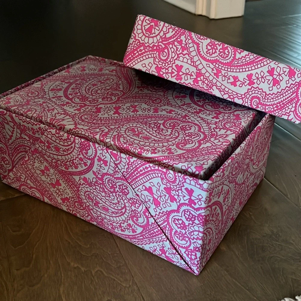 Set of 2 Fabric Covered Decorative Storage Boxes - Picture 3 of 3